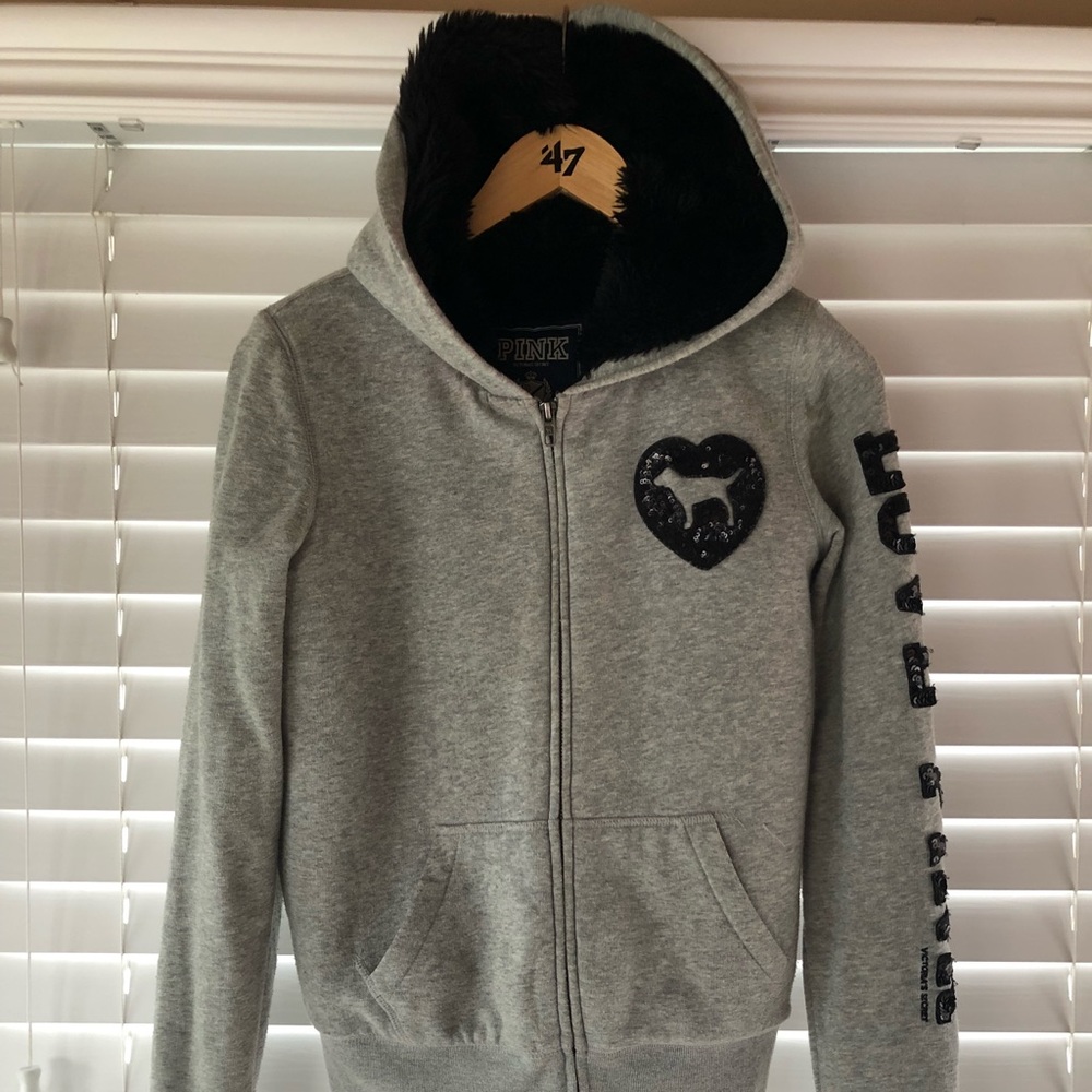 Victoria Secret Pink full zip fuzzy lined hoodie